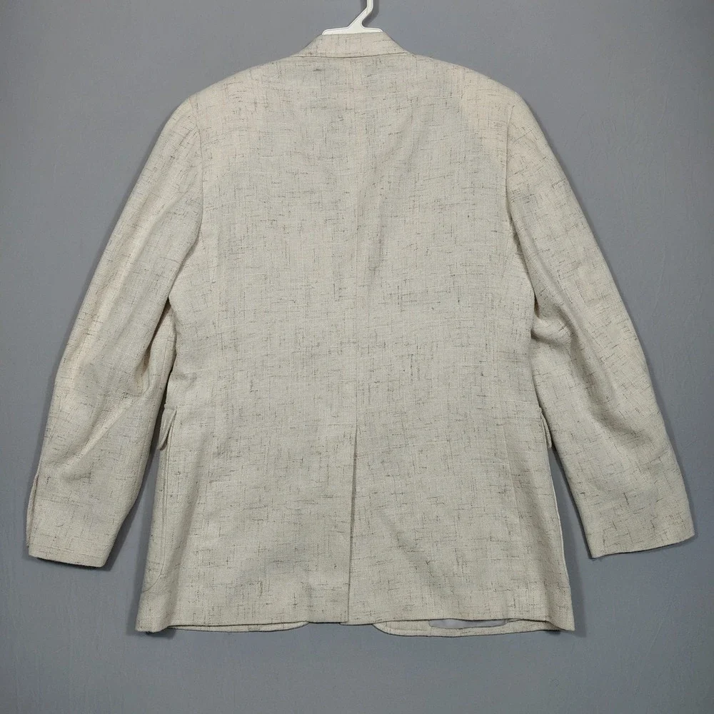 Jordache Blazer Mens L Linen Blend Two-Button Sport Coat Beige Textured